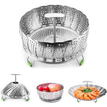 Stainless Steel Folding Steamer Basket, Expandable 5.9"-9", Compatible with Most Pots