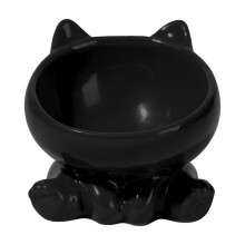 Tigela de cerâmica para gatos, tigela inclinada anti-derramamento para água e comida, tigela redonda com design de gato para gatos idosos de grande