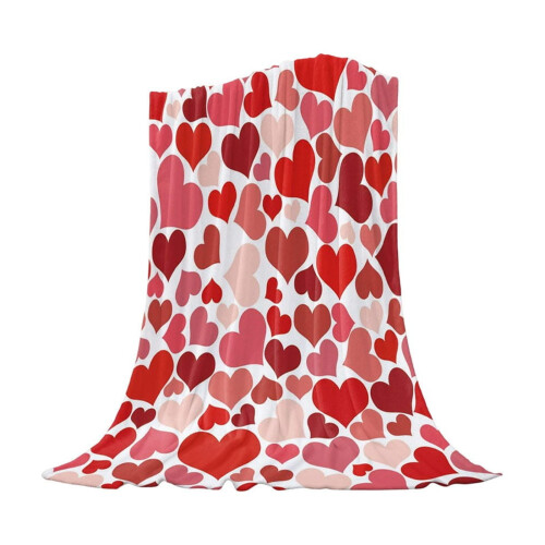 Couverture duveteuse à cœurs pour la Saint-Valentin 99 x 130 cm