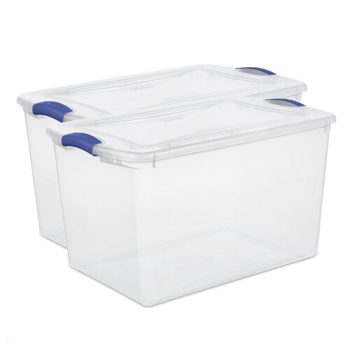 Contenitori in plastica trasparente con coperchio, confezione da 2