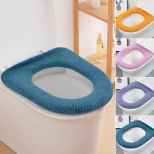 Coussin de siège de toilette tricoté lavable – Doux, antidérapant, chaud et confortable ; compatible avec les toilettes standard
