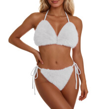 Bikinisets voor dames, tweedelige bikini met hoge taille, badpak voor strand- en zwembadactiviteiten, damesbikini, wit, one size