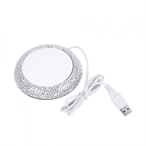 Θερμαντικό μαξιλαράκι κούπας USB με σχέδιο ξύλου και κόκκους για γραφείο, λευκή