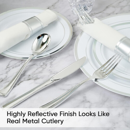 Pre-Rolled Gold Plastic Cutlery Set with Napkins 30-Pack 2