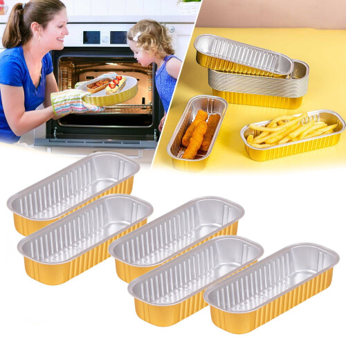 5 τεμάχια μίνι κουτιά αλουμινίου 6,8oz με καπάκια – Ορθογώνια κουτιά μιας χρήσης