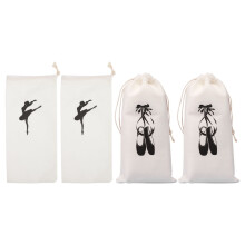 4pcs Dancing Shoe Bag Drawstring Satin for Women and Girls Travel Storage