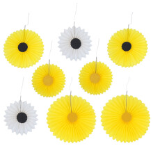 Conjunto de 8 enfeites de flores de papel branco para festas de aniversário e decoração de casa.