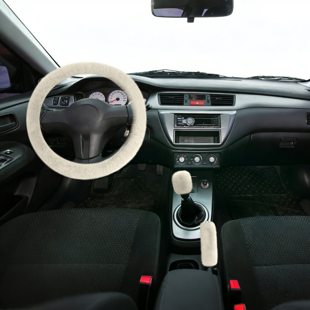 Fuzzy Wool Fur Steering Wheel Cover Â Warm Winter Protector & Car Interior Accessory, Compatible With Most Cars 9496895108500