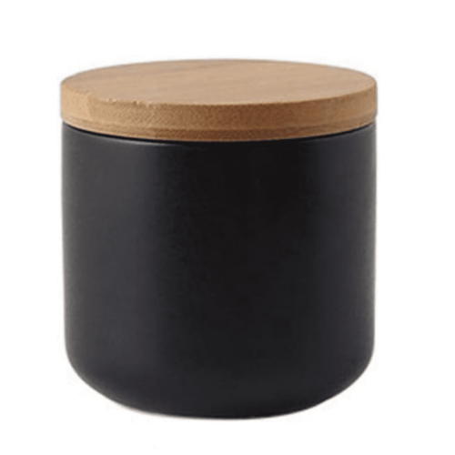 Keramik-Vorratsglas mit Bambusdeckel, 260 ml, Schwarz