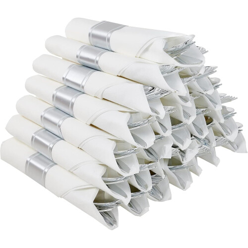 Ensemble de couverts en plastique doré avec serviettes (30 pièces)