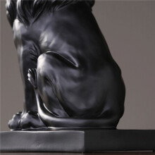 2X Abstract Crown Lion Statue Home Office Bar Male Lion Faith Resin Sculpture Crafts Animal Art Decor Ornaments - Black