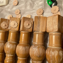 20Pcs Unpainted Round Flower Pattern Wood Carved Applique Frame Onlay Cabinet Furniture Decoration 6cm