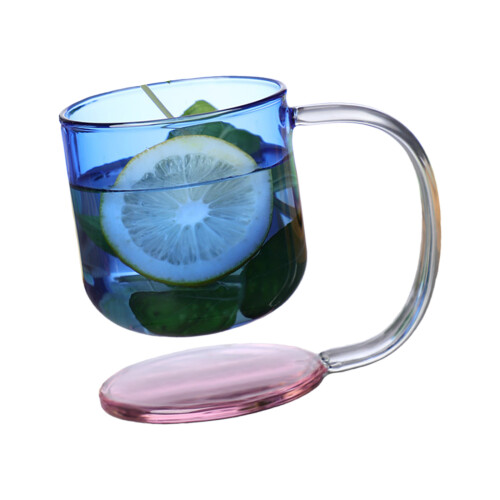 Hängender Glasbecher mit visuellem Effekt,-blau mit rosa