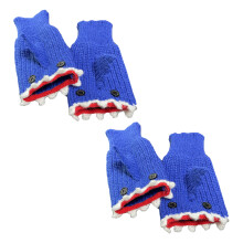 (1 pack)Soft Kids Winter Gloves Warm Mittens Half-Royal Blue 2