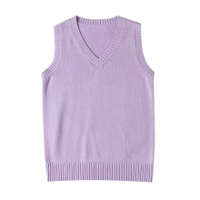 Gilet senza maniche vintage in maglia da donna – Canotta casual stile preppy scolastico, viola, adatta a tutte le stagioni