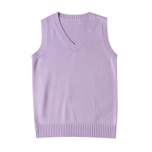 Γυναικείο Vintage Πλεκτό Αμάνικο Γιλέκο – Casual Φανελάκι σε Στυλ Preppy School, Μωβ, Συμβατό
