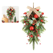 Cordão de sinos de Natal com folhas de pinheiro, 60 cm