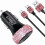 Set di 3 caricabatterie da auto Bling con cavi USB doppi, micro USB e USB-C – Compatibile con Samsung Galaxy e Android 1