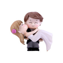 Valentine's Day Bride & Groom Statue Cake Topper – Fairy Garden/Wedding Decoration, Non-Edible, 2.17", White