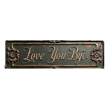 Panneau mural vintage en bois « Je t’aime, au revoir » - 40 x 10 cm, décoration de style campagnard pour cuisine, salon, couloir (1 pièce)