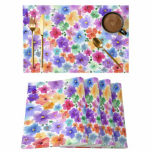 Platzsets mit Frühlingsblumenmuster, 4er-Set, Aquarell-Wildblumen, botanische, rutschfeste und abwaschbare Tischsets für drinnen und draußen