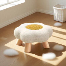 Flower-shaped wooden footstool velvet padded 1 piece