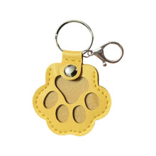 Leather Cat Paw Keychain for Pet Fur Storage – Meaningful Pet Memorial Gift, Compact Key/Bag Charm (Yellow)