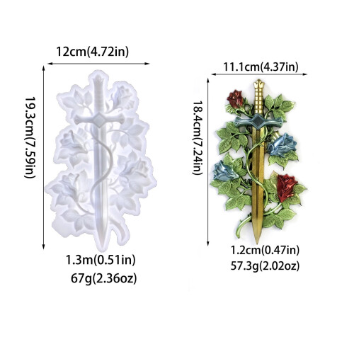 Καλούπι Rose Vine Swords Καλούπια εποξειδικής ρητίνης Εύκολα στην αφαίρεση καλουπιών 2