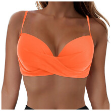 Set bikini da donna, top da bagno con design bikini a collo alto, costume da bagno per spiaggia e piscina, top da bagno, bikini da donna, arancione, L
