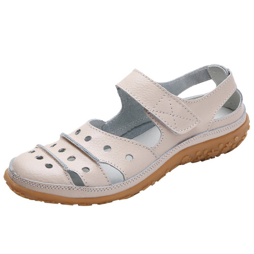 Γυναικεία διάτρητα δερμάτινα slip-on, αεριζόμενες μπαλαρίνες με τρύπα, άνετα 1