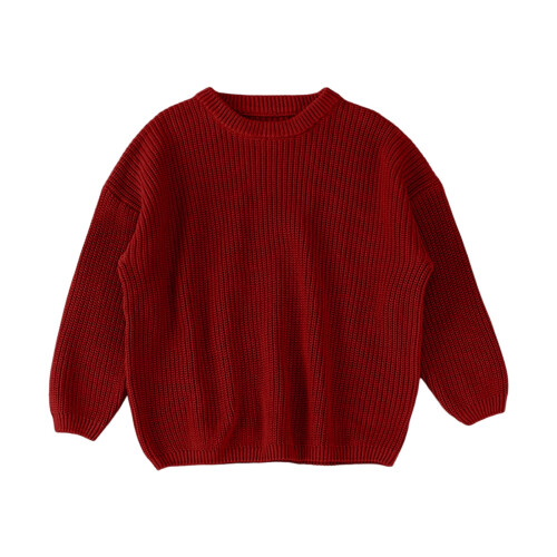 Mädchenpullover, Strickpullover mit Rundhalsausschnitt und langen Ärmeln, modischer Pullover für kaltes Wetter, Herbstpullover für Kinder,