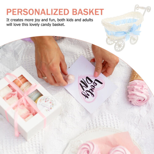 2 τεμάχια καλάθια με γλυκά για baby shower, καλάθι δώρων, διακόσμηση γάμου με υφαντά 2