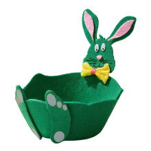 Paasmandje van vilt met snoephaasje, opbergmandje in de vorm van een konijn, ideaal voor de paaseierenjacht, feestelijke tafeldecoratie voor
