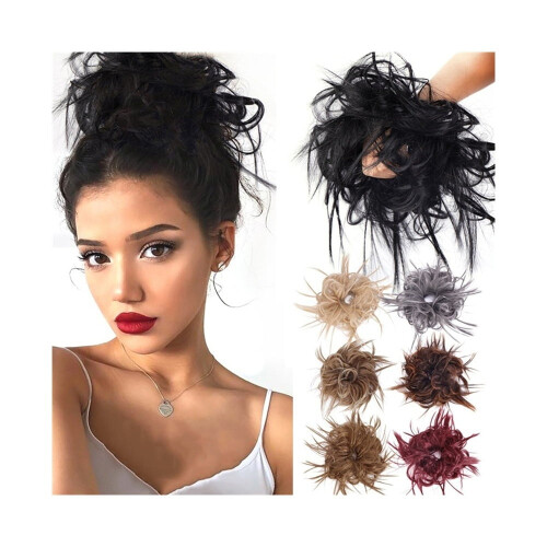 Chignon décoiffé, postiche, chouchou élastique en cheveux synthétiques, extension de queue de cheval