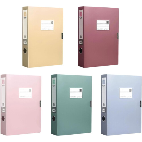 High-Capacity Document Organizer Box with Label Window, 23.2x31.6x3.5cm, for Reports & Contracts, Office Storage with Handle 2