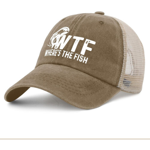 WTF Where's The Fish Hat Trucker Hat Ανδρικό Μοντέρνο Καπέλο Mesh για το Καλοκαίρι 1