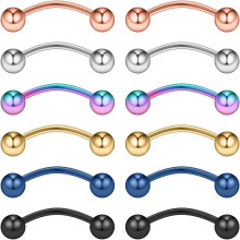 12pcs Surgical Steel Tiny Curved Eyebrow Ear Navel Belly Lip Ring Barbell Piercing Jewelry 20g 6mm/8mm/10mm