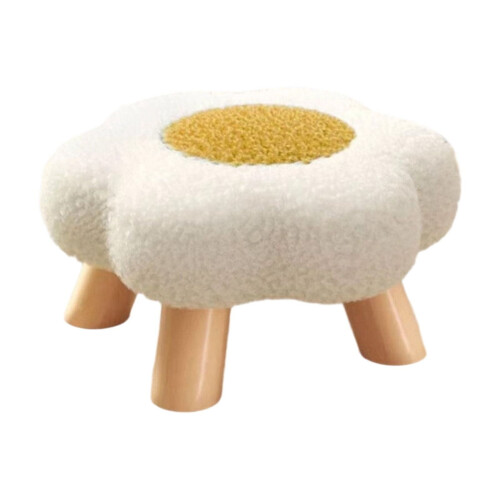 Taburete de madera con forma de flor – Acolchado de terciopelo, 25 cm 1