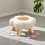 Flower Stool Round Ottoman with Plush Cushion White 4