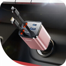 [2025Upgrade] 84W utdragbar USB-C billaddare kompatibel med iPhone 17/16/15Pro Max, Pixel – Rosa