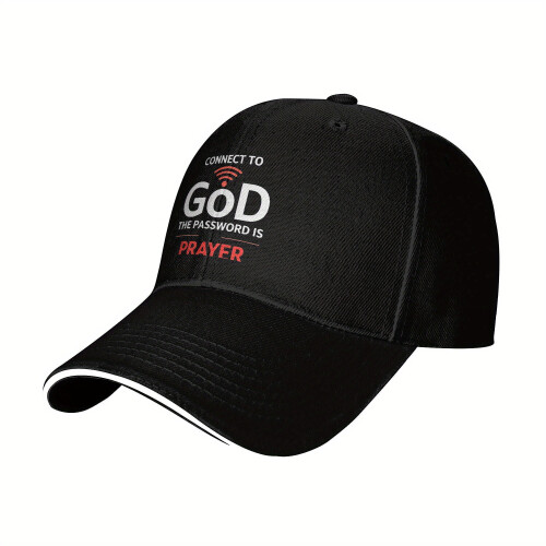 THE PASSWORD IS PRAYER Μαύρο καπέλο Trucker για άνδρες και γυναίκες – Λευκό κείμενο, κόκκινες 1