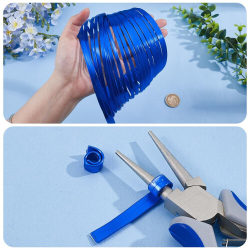 Σύρμα κοσμημάτων αλουμινίου 5mm x 1mm x 10m Μπλε ρουά 2