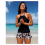 Μαγιό Tankini για γυναίκες, μαύρο φλοράλ print - Halter top με κορδόνι, δύο τεμαχίων μαγιό - 4