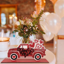 Decoraciones de mesa de madera con la palabra "LOV E" – Centros de mesa para el Día de San Valentín y el Día de la Madre, compatibles con mesas