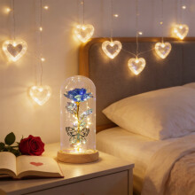 LED nočné svetlo s motýľmi, sklenená kupola, konzervovaný kvet, romantický darček pre ženy, Valentín, narodeniny, Vianoce, bytová