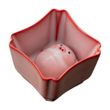 Ceramic Tea Cup with Tea Piggy Statue Miniature Figurine for Living Room Office Decoration