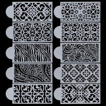 10 pochoirs 3D réutilisables pour gâteaux – Motifs de dentelle florale et de vigne pour la décoration de desserts à la crème au beurre,