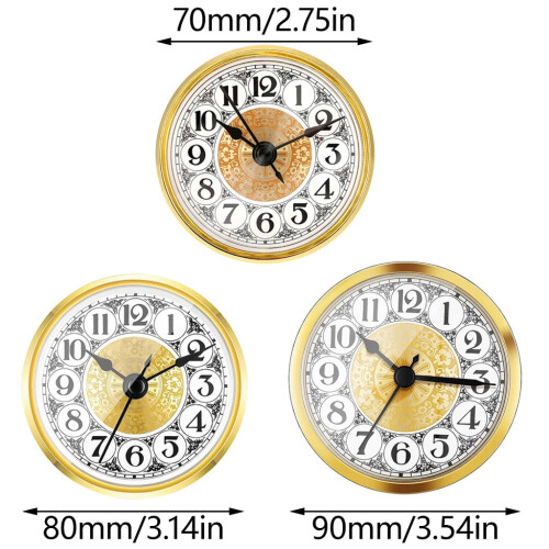 Clock Insert Round with Gold Trim, Roman Numerals, 70mm 2