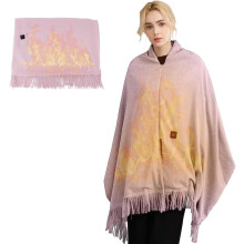 Portable Heated Shawl for Women, 3 Heat Levels, USB-Charged, 78x27in, Light Pink – Compatible with USB power sources