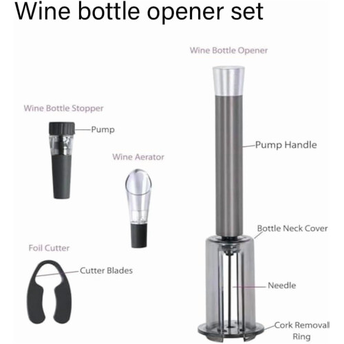 Σετ δώρου Wino on the Go για τις γιορτές – Κόφτης αλουμινίου 4 σε 1, δοσομετρητής, πώμα 1